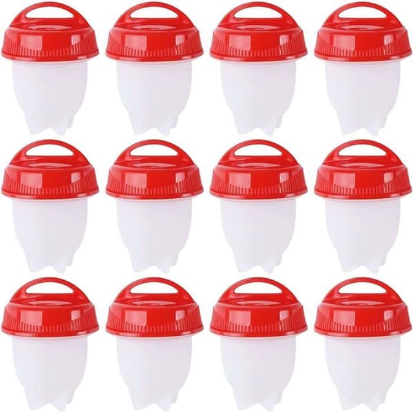 Sett med 12 eggekopper - PZCC - Silikon - Non-stick - For hardkokte og bløtkokte egg
