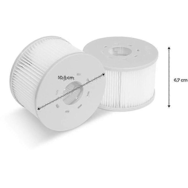 Pakke med 2 Mspa V2-filtre for Fjord, Kili, Camaro, Mono, Aurora og Tekapo oppblåsbare spa - 2 erstatningsfilterpatroner for Mspa oppblåsbart spa