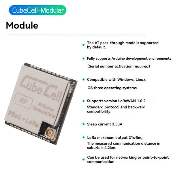 Cubecell Series LoRa Node-modul med SX1262 og ASR6502 Chip Support til Arduino og LoRaWAN Protoc