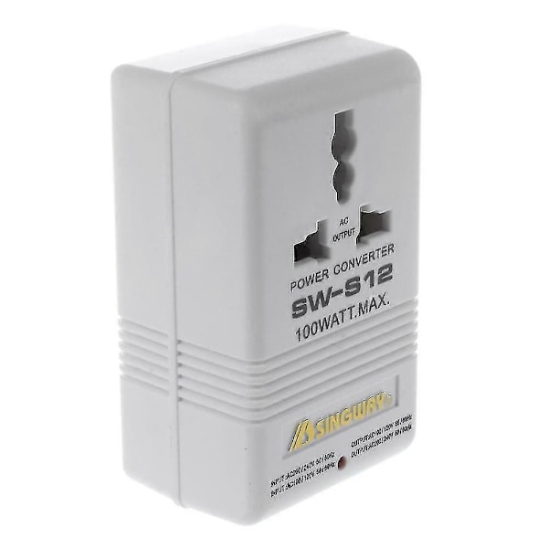 Singway 100W 110V/120V til 220V/240V Steg-opp & ned Spenningsomformer Transformer Reise Hvit