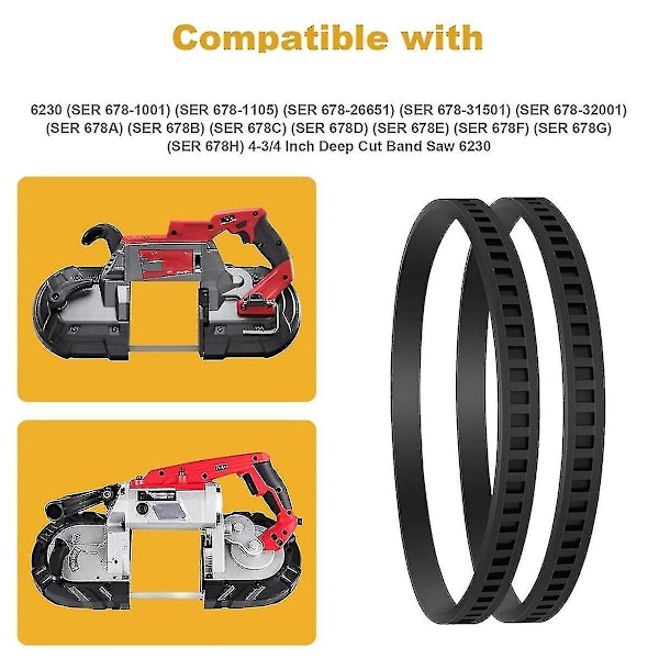 2-pack 650721-00 Sågband Däck Bältsåg Gummiband Däck För 514002079 A02807 S374 Dwm120