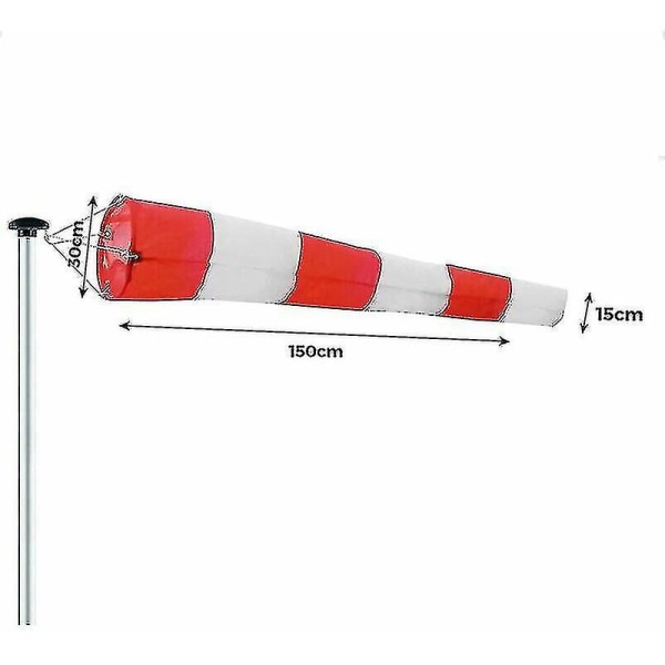 Vindsocka för utomhusbruk, vindriktningsindikator i rött och vitt 150x30x15cm. Upphängning och vridning, väderbeständig, vindriktningsindikator