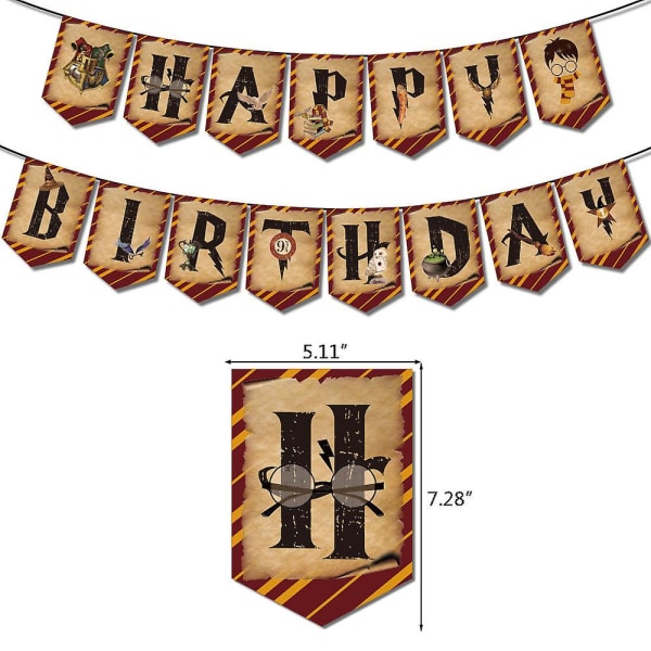 Harry Potter-tema bursdagsfest dekorasjoner banner ballonger kake kort topper sett