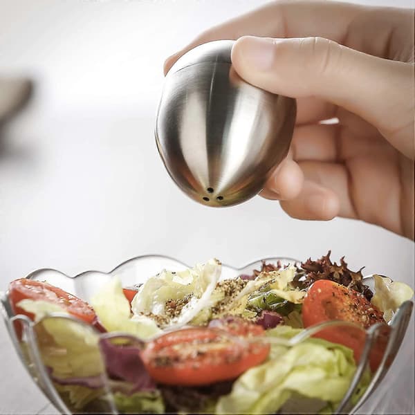 2 Stykker Rustfrit Stål Peberkværn Ægformet Saltkværn Sæt Køkkenredskab