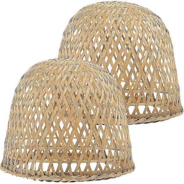 2 stk. Vævede Bambus Lampskærme Rustik Stil Bambus Lampskærm Hængende Lampe Lampe Dæksel Lampe Tilbehør