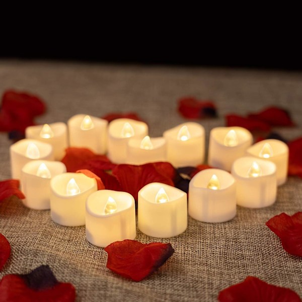 Candle&Rose Set, 12 tea lamp candles, 1000 artificial rose petals, Valentine's Day candles, ideal for Valentine's Day, romantic proposal, anniversary