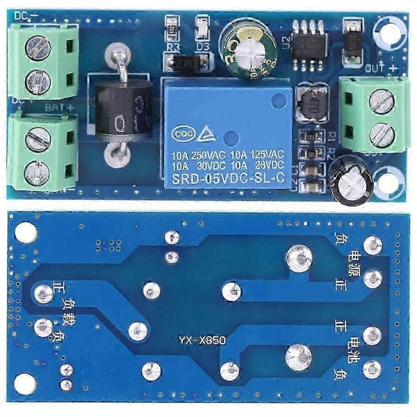 Automatisk brytermodul nødstrømkontroller for 5V til 48V 10A DC strømforsyning og batteristyringssystem