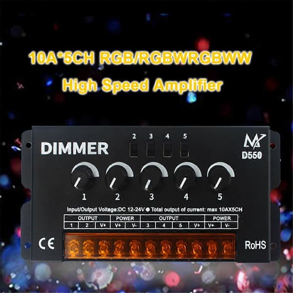 RGBW RGBWW LED Lysdæmper Controller DC5-24V D550 10A x 5CH