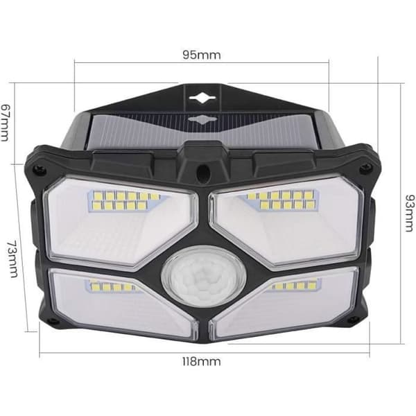 Vegglys - YYV - 40 LED - Solcelledrevet - Bevegelsessensor - Hage