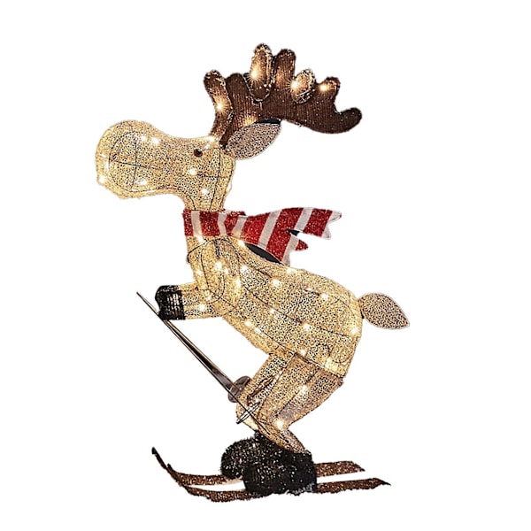 Julefigur LED Skiløpende Elg Hagedekorasjon Utendørs Ornament 30cm