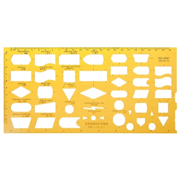 K Resin Flow Chart Symbol Drafting Template Ruler Stencil Measuring Tool Student