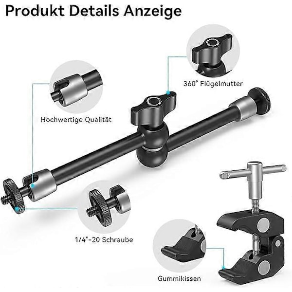SMALLRIG 10 Tum Magic Arm med Super Clamp Stor Krabbklämma för Monitor LED-ljus - KBUM2732