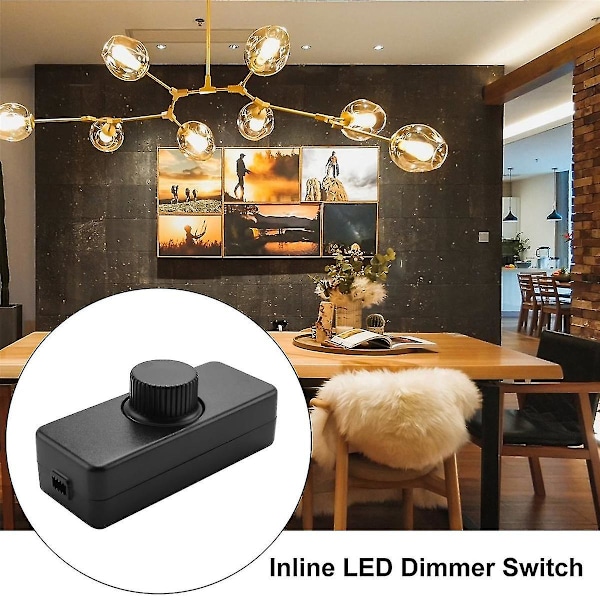 Inline LED-dimmerbrytare, inbyggd på/av och vredkontrolldimmer för dimbar 3-100w LED/glödlampa