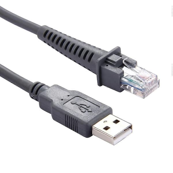 2m USB A Han til RJ45 Scanner Serielt Datakabel til Symbol LS2208 / 2208AP / LS4278 (Grå)