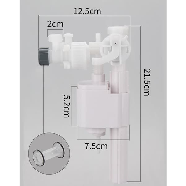 Universal toiletflydeventil, toiletskyllemekanisme - plast G1/2 sideindløbsskylleventil