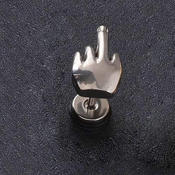 3 par mellem finger form øreringe, søde sjove øreringe, rustfrit stål smykker ørestikker til kvinder mænd