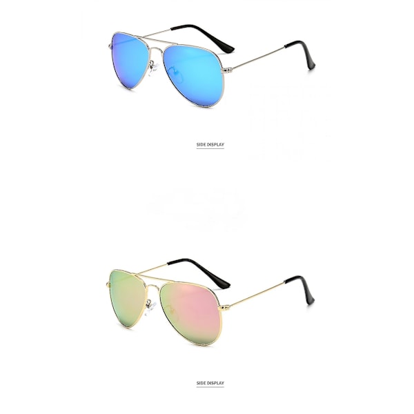 Polaroidit Lasten ja Teinien Aviator-Aurinkolasit Ruostumattomasta Teräksestä Kehyksellä, Jousihingeillä ja UV-Suojalla, Sininen