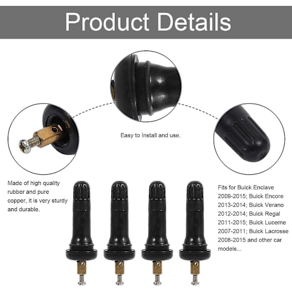 4 st TPMS-ventilstammar, Däcktrycksgivare Ventilstam Bil Däckventil TPMS Däckventil