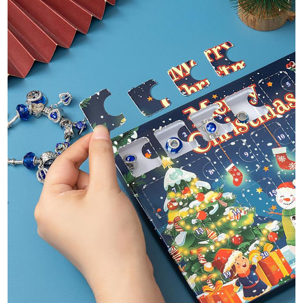 Adventskalender 2024 Smycken Adventskalender DIY Armbandsset Ring Örhängen Smyckekalender Julkalender - Style R1