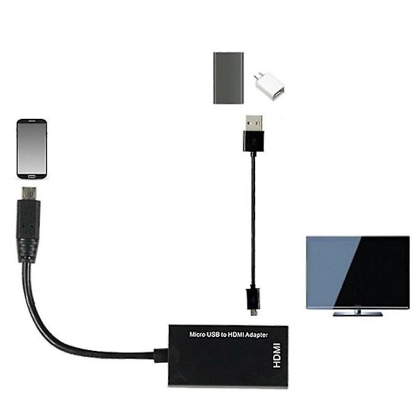 2024, Micro USB til HDMI 1080p HD TV-kabeladaptere til Android-telefoner S2 i9300 S4 I9500 note2 n7100