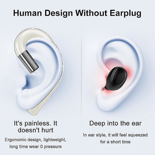 Bluetooth-hörlurar utan öronproppar, brusreducerande handsfree-headset