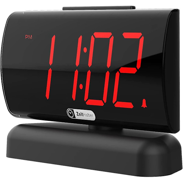 Stor digital LED-väckarklocka med vridbar bas - Röd display, justerbar volym, snooze