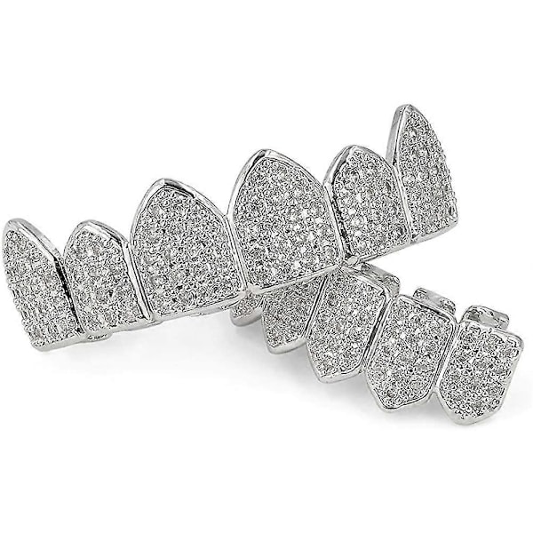 18k Guldpläterade Micro Iced-out Grillz Med Extra Gjutstänger Inkluderade