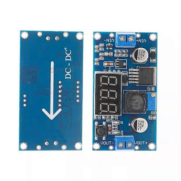 3 stk. LM2596 DC-DC Justerbar Step-Down Konverter Spenningsregulator LED Display Voltmeter 4.0