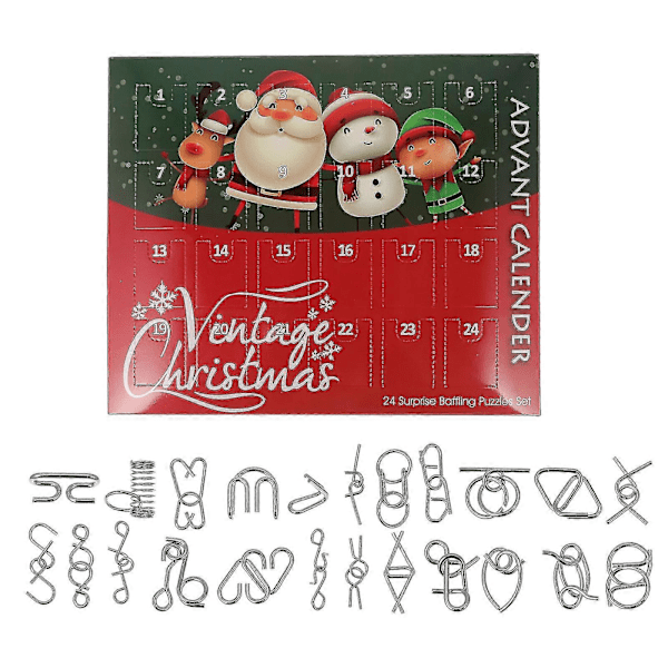 24-dels Julkalender Blind Box Ringpussel IQ-leksak Pussel Sinnespel Barnpresent