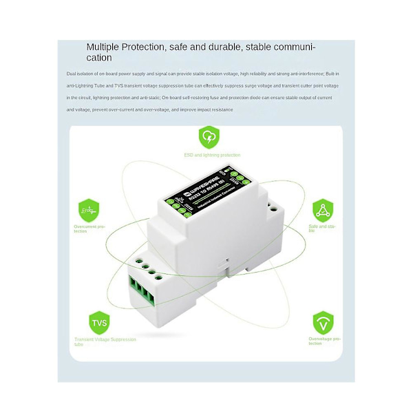 Industriell skena typ RS232 till RS485 omvandlare 300-115200Bps aktiv digital isolering bred spänning
