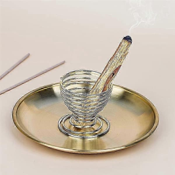 4 stk. brænder, røgelsesholder til røgelsespinde/spiralrøgelse/røgelseskegler, messing askefanger til meditations-yogarum