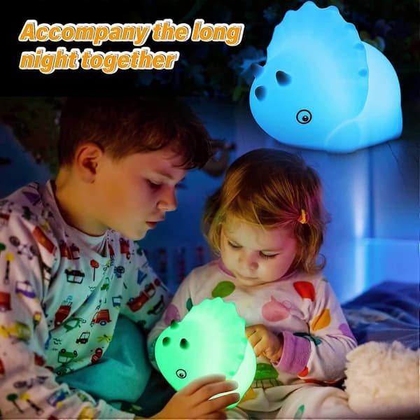 Hval silikone lys LED - Triceratops natlampe - farverig tilfældig