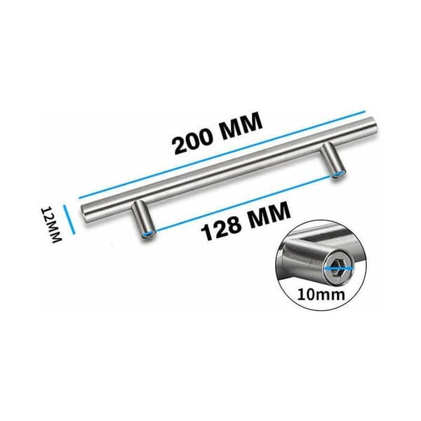 Møbelgreb - LARGEIGHT - Model LS201BSS128 - Rustfrit stål - 128mm - Pakke med 15