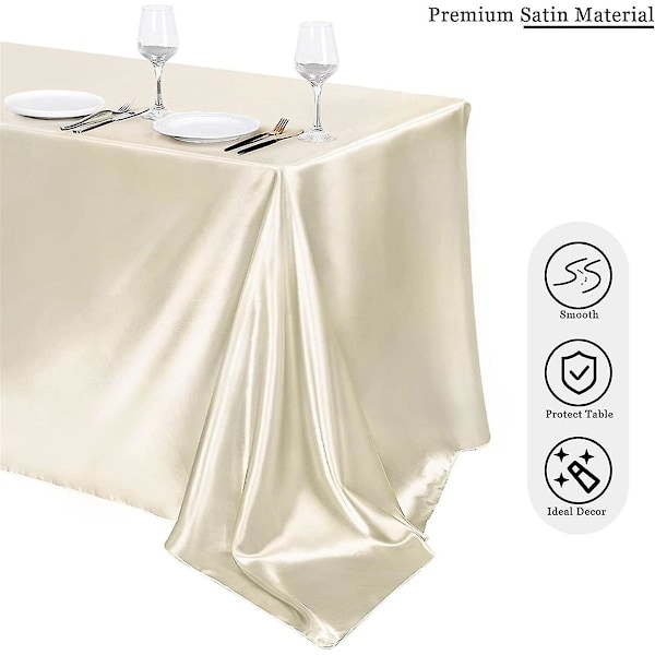 Banquet Bryllups Scene Dugt Solid Farve Rektangulær Glansfuld Satin Dug Co