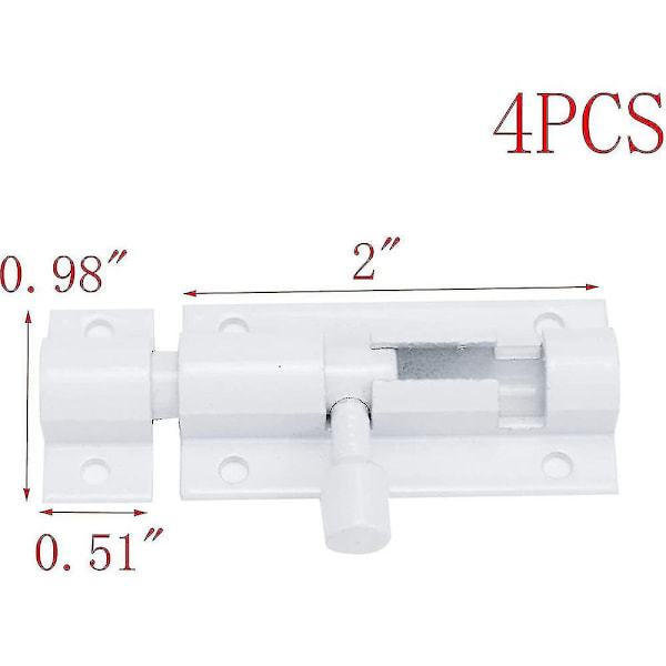 Hvid Tønde Boltlås Aluminium Legering Skydebolt Lås 2 Tommer Dør Lås Lås Sikkerhed Skyde Lås Med Skruer Pakke Af 4 ISQ
