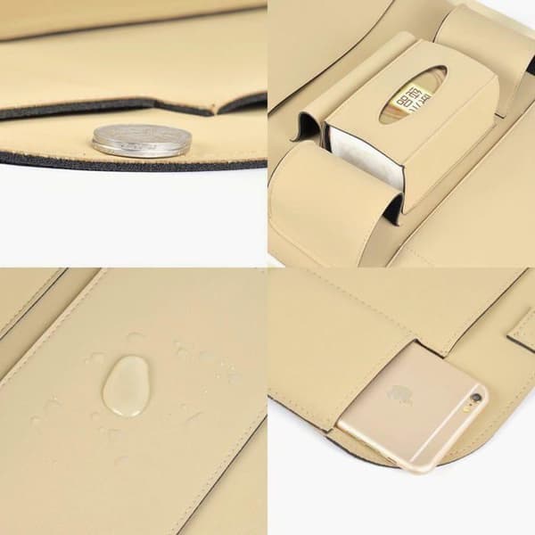 Sæderygsarrangør - PZCC - Sæt med 2 - Beige PU-læder - iPad-holder - Rejsetilbehør