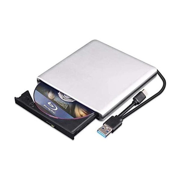 Ekstern Blu-ray Drev, USB 2.0 Type-C Optisk Ekstern Blueray/DVD Drev Brænder til PC Kompatibel med Windows XP/7/8/10/11 Mac Laptop Desktop