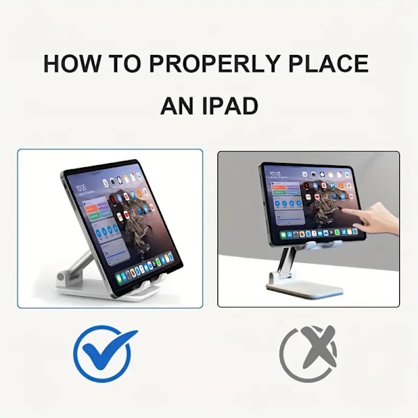 Foldbar Stativholder for Tablet og Mobiltelefon, Høydejusterbar for Android Smartphone E-leser Tablet