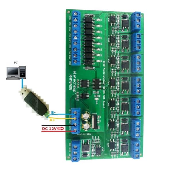 6-25V 8 Isoleret DIN35 UART RS485 MOSFET Modul Modbus RTU Kontrol Switch Board til Relæ PLC LED PTZ, Kun Plade