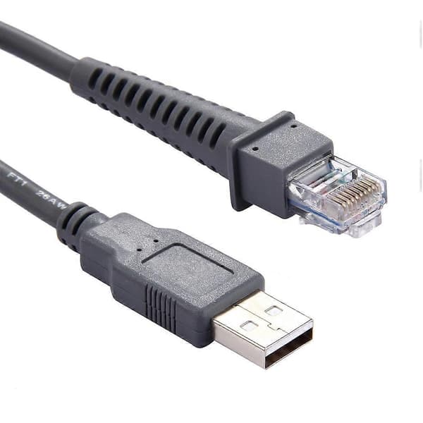 2m USB A Han til RJ45 Scanner Serielt Datakabel til Symbol LS2208 / 2208AP / LS4278 (Grå)