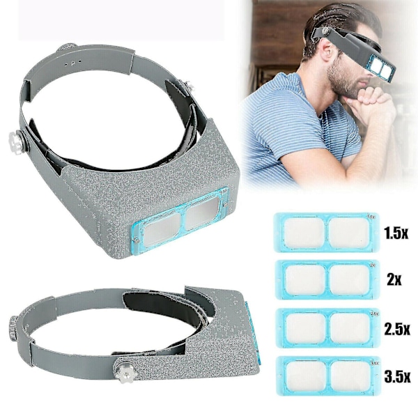 Optivisor Lens Head Band Magnifier Glasses Magnifying Visor Glass Headband 4 Lenses