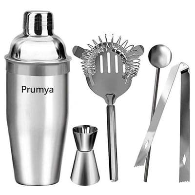 Cocktailshaker - PRUMYA - 5-delt profesjonelt sett - Rustfritt stål - 750ML - Tåler oppvaskmaskin