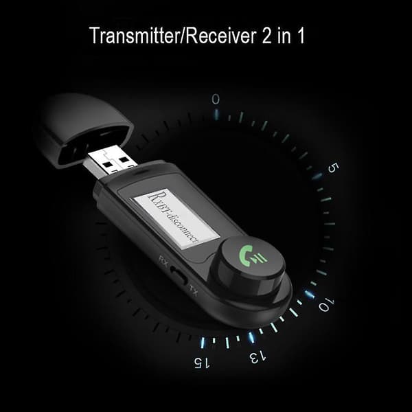 Bluetooth-kompatibel 5.0 Adapter Aux Lydmottaker Sender 2 i 1 Med LCD