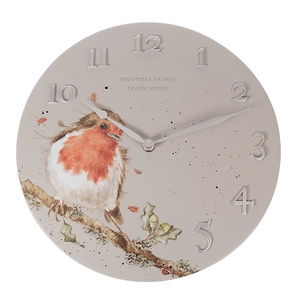 Wrendale Designs Veggklokke Robin Design