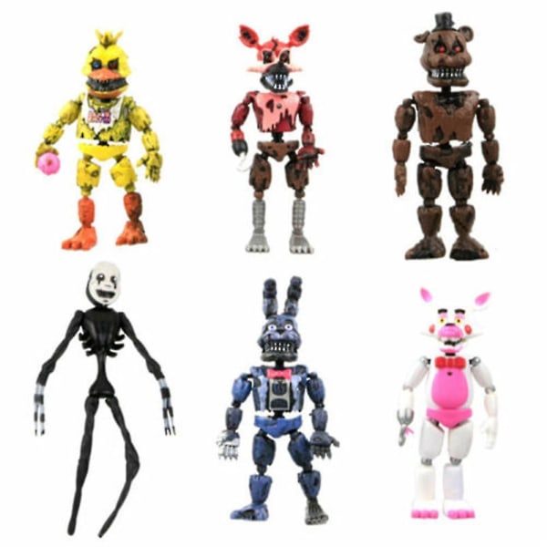 6 stk./sæt Fnaf Five Nights At Freddy Spil Actionfigurer Legetøj Skrivebordsdekoration Samleobjekter Dukke Børnegave