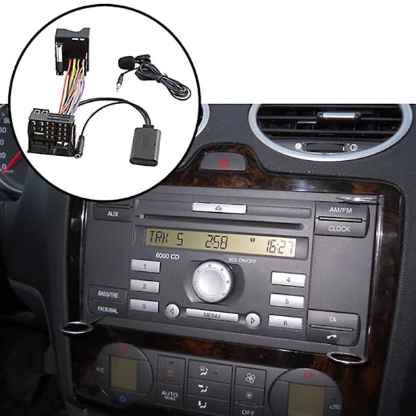 Bil Bluetooth 5.0 Aux Kabel Mikrofon Handsfree Mobiltelefon Gratis samtalsadapter för 6000 CD Ford