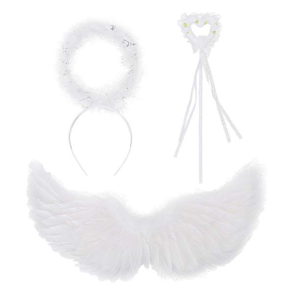 1 Set Änglavingar Kostym - Halloween Och Cosplay Fjädervingar Halo För Vuxna Och Barnfesttillbehör Dekorera Bröllopsdekoration