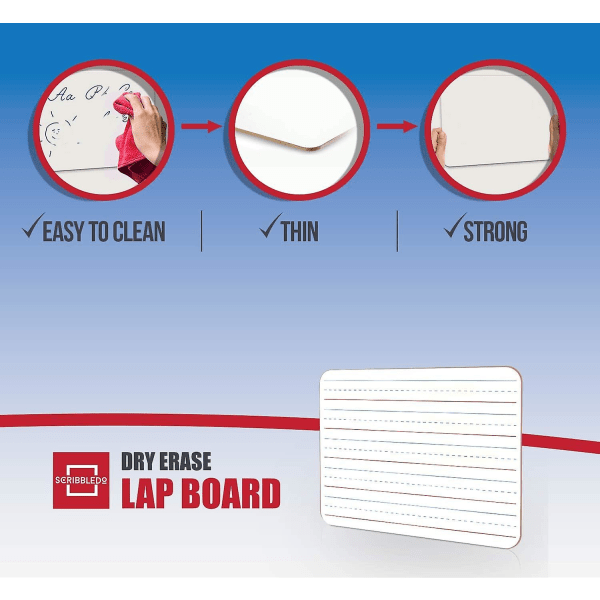 2-pack Ruled Dry Erase Lap Boards  9 X12 tum vita whiteboard Dubbelsidiga Mini White Boards