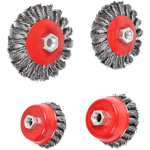 4-pack stålborste vinkelslip kink stålborste set