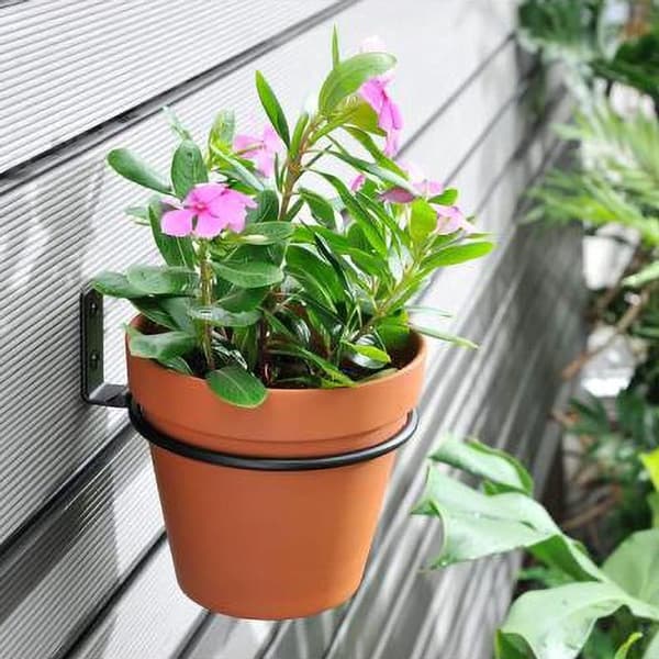 dele - blomsterpotteholderring - vægmonterede metalkroge til blomsterpotter - 6 tommer - sort